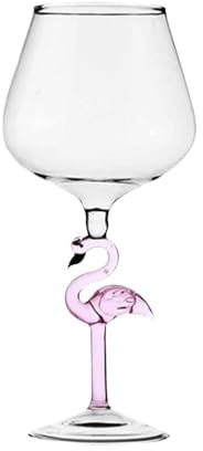 Weinglas – 400 ml Flamingo-Weingläser mit Stiel, Flamingo-Trinkgläser, Kelchweingläser | Kelchweingläser mit langem Stiel, Glaswaren für Geburtstage, Hochzeiten, Jubiläen, Feiertage, 8 x 2,75 cm