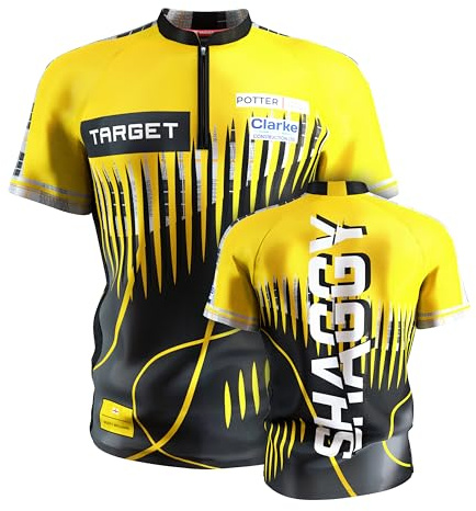 Target Darts Scott Williams Dart Shirt 2025, Größe: XXL | Herren Darts Weltmeisterschaft Shirt, Coolplay kragenloses Dart-Top für Erwachsene, Dartboards Top für Männer, Shaggy Player Edition T-Shirt