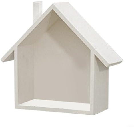 HOHOVYVY Holzhaus Regal,Holzhaus Wichtel,Holzrahmen Haus,Wichtelhaus Holz,Holz Kleine Haus Retro Und Nostalgische Wand Dekoration-Regal Minimalistischen(White)