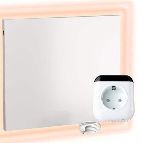 UMBRELLA® Infrarot Wandheizung mit Thermostat [FERNBEDIENUNG + WIFI STEUERUNG] – Infrarotheizung Wandmontage Heizkörper – Carbon Crystal Infrarot Paneel App steuerbar – (Modell TH70 WIFI - 1200W)