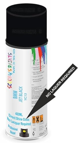 SCOOBYS PAINTS BACK IN THE MIX Direct Gloss Aerosol Spray Paint For Bmw Jet Black Code: Yc13 No Lacquer Required