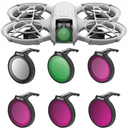 WUISOLQP Per filtri DJI Neo ND, confezione da 6 filtri HD Optical Glass CPL, filtro lightweight per accessori DJI Neo, migliora le tue foto aeree (MCUV, CPL, ND8, ND16, ND32, ND64)