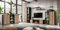 Generisch Moderne Wohnwand CA, mit Extra Kommode Farbe Schwarz/Hickory Jackson mit Lamellen-Design, 5-teiliges Set