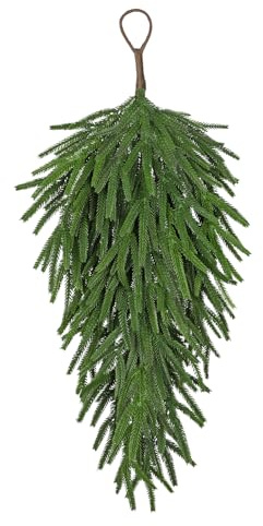 Künstliche Norfolk-Tannenzweig Teardrop Girlande 72 cm – Weihnachtsdekoration Hängedeko Christmas Swag, Immergrün Wand- und Türdeko Winterdeko Weihnachtsdeko