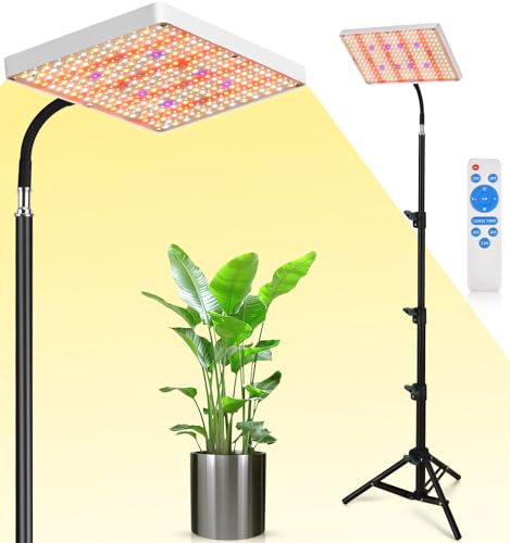 2025 Newest LED Grow Lights with Stand, Full Spectrum Grow Lamp Dimmable with Remote Control for Greenhouse and Indoor Plant Veg and Flower Growing
