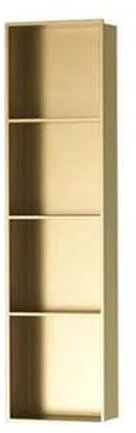 LVLDAWA Niche Douche Acier Inoxydable Rangement Salle Bain Vertical Encastré avec Étagère Niche Murale À 2, 3 Ou 4 Niveaux, sans Carrelage Ranger Savon Shampoing(Gold,120x28x12.5cm)