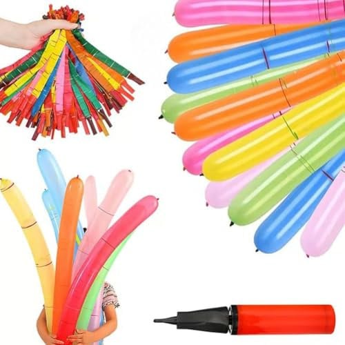 20/50/100pcs Rocket Balloons, With Pump, 33.46-inch Reusable Whistling Flying Party Decorations, for Birthday Halloween Christmas Outdoor Activities, Assorted Colors (20PCS)