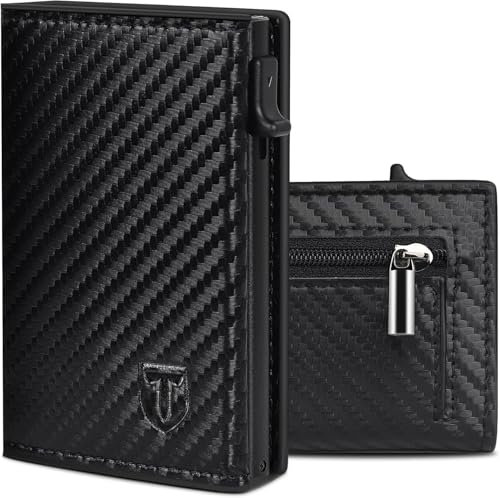 Tomylv Portafoglio Uomo Slim RFID Blocking Porta Carte di Credito Uomo (Nero-A)
