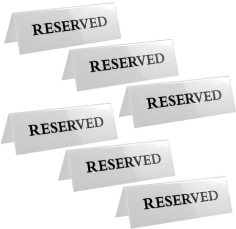 WOONEKY Cartelli per Posti Riservati Ristorante in Acrilico Bianco Nero 15x5 Cm Set 6 Pezzi Segnaposto per Matrimoni Eventi Aziendali e Banchetti