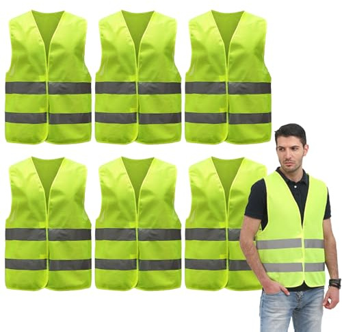 QSHXXROI 4 Stück Warnwesten Auto, Sicherheitswesten Set, Erwachsene Warnschutzweste, Auto Reflektorweste, Reflektierende Warnwesten, für Radfahrer, Autofahrern, Fahrern Arbeitskräften, Polizei