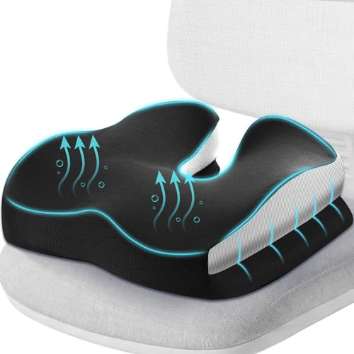 Otauoaea Sitzkissen Orthopädisch Ergonomisches Stuhlkissen aus Memory Foam, Sitzkissen Stuhl für Bürostühle, Autositze, Rollstuhl Stuhlkissen Outdoor Weiche Sitzunterstützung mit Atmungsaktivem Bezug