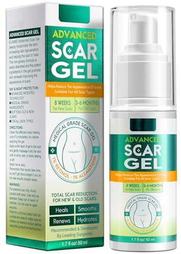 Narbengel für Narben & Dehnungsstreifen - 50ml Narbencreme Narbengel Narbensalbe für Narbenpflege C-Abschnitt, Kaiserschnitt Keloide & OP-Narben - Pflege für Neue & Alte Narben (Grün)