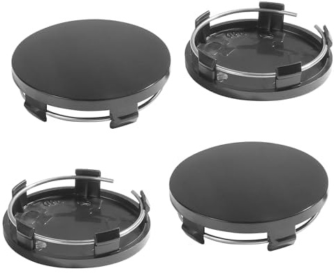 R-timer 4 Pezzi Coprimozzo per Ruota Auto per Fiat 500 500C 2012 500X 500L Abarth 695, Coppetta Coprimozzo Tappi Centrale Copricerchi Copertura Antipolvere Metallo ABS,Black-60mm