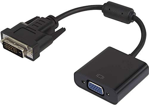 RENKFORCE RF-3301134 DVI/VGA Adaptateur [1x DVI mâle 24+1 pôles - 1x VGA femelle] noir avec noyau en ferrite, contacts dorés 15.00 cm