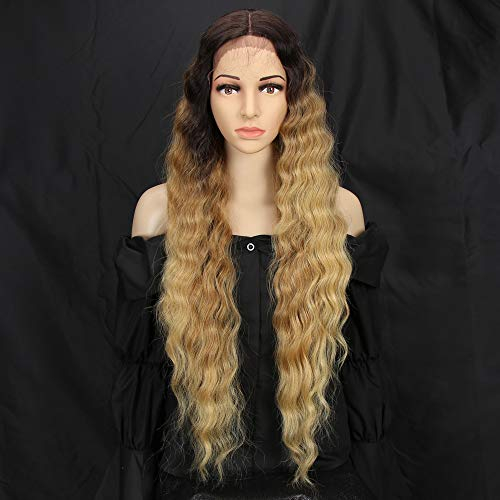 Style Icon Perücke mit Filmansatz Super Lange Lace Front Wigs für Frauen Kunsthaar Wasserwelle Perücken mit Mittelscheitel Damen Wig 76cm Kunstfaser synthetische Faser (TAT6/27/24E)