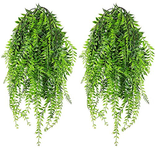 Cattree Künstliche Tulpen, 10 künstliche Blumen, echte Haptik, Kunstpflanzen für Hochzeit, Braut, Brautjungfer, Blumensträuße Garten, Zuhause, Büro, Party, Dekoration 6 pcs Hanging Vine Willow 6pcs