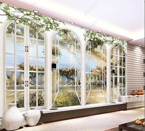 Carta da parati con foto 3D Camera da letto minimalista europea Soggiorno TV Sfondo Archi Pittura Striscia 3D Carta da parati astratta murale carta da parati 3D fotomurali murale adesiv-300cm×210cm