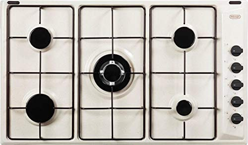 De Longhi - Piano cottura a gas da 90 cm, N° Fuochi 5, colore Sabbia