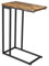 Yusong Small C Shaped End Table, Slim Narrow Couch Side Tables Slide Under Sofa Bed, Skinny Snack Tray Table for Coffee Laptop in Living Room, Rustic Brown and Black