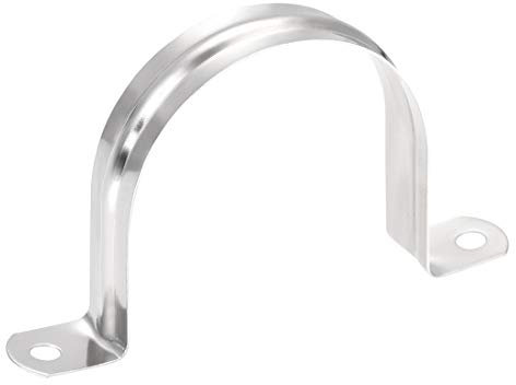 sourcing map 63mm(2.5) Rigid Pipe Strap, 2 Hole Tube Straps 201 Stainless Steel Tension Tube Clip Clamp 8pcs