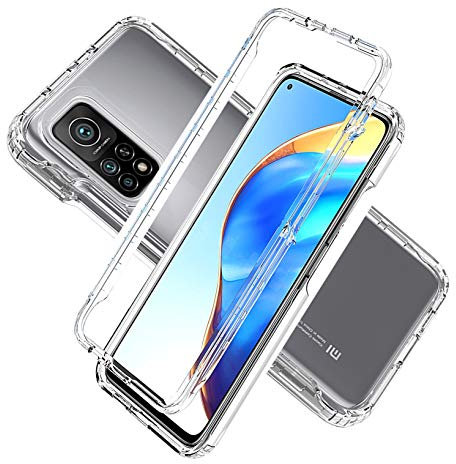 LXHGrowH Hülle für Xiaomi Mi 10T 5G / Xiaomi Mi 10T Pro 5G, 360 Grad Ganzkörper Stoßfest Handyhülle, Kratzfest Schutzhülle mit Eingebauter Displayschutzfolie, Case Dual - Transparent