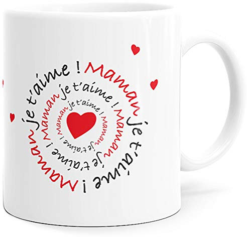 Luigi Collection Mug Maman, Je T’aime Idée Cadeau Original Amour Imprimé en France pour Fête des Mères, Future Mère, Anniversaire Noël Le Sourire et Humour dès le Réveil.