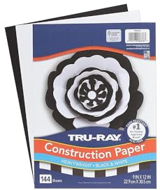 Tru-Ray 9-inch x 12-inch Construction Paper, Black/White, 144 Sheets/Pack (P6676)