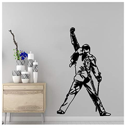 Wandtattoo Vintage Freddie Mercury Queen Band Musik Rock Vinyl Aufkleber Tapete Für Raumdekoration Schlafzimmer Wohnzimmer Wanddekoration Wandaufkleber (Color : Black, Size : 58cm X 94cm)