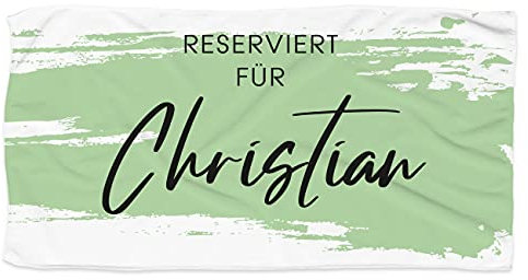 Herz & Heim® XL Badetuch Reserviert für mit Wunschnamen in 4 100 x 180 cm (B/H) Grün