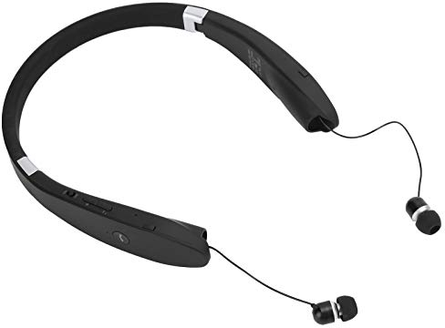 Cuffie Bluetooth 5.0, Cuffie Pieghevoli con Archetto da Collo con Auricolari Retrattili, Auricolari Stereo Wireless con Cancellazione del Rumore per Allenamento, Sport, Guida
