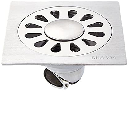 MMBBOD Bodenablauf Quadrat Badezimmer Ablaufrinne aus 304 Edelstahl, Duschablauf Gitter, Bodensiphon, Duschabfluss Duschablaufrinne Badablauf Flache Decke, Ablauf für Badezimmer
