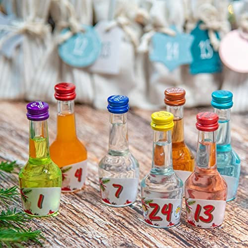 Likör Adventskalender 24x 20 ml (24 Flaschen - 24 Sorten - 24 Stoffsäckchen) | verschiedene Likörsorten in weihnachtlicher Aufmachung | Geschenkidee zu Weihnachten