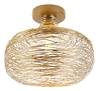 Qazqa Design Deckenleuchte, Deckenlampe - Sarella - gold, Rund, 33cm, Ideal als Küche lampe, Schlafzimmerlampe und Wohnzimmerlampe
