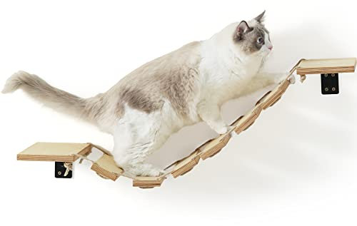 FUKUMARU Kletterwand Katzen, 32 cm Katzenbrücke und Katzenliege für DIY Catwalk, Katzenhängematte und Katzenwand für die meisten Kätzchen, mittlere und große Katzen