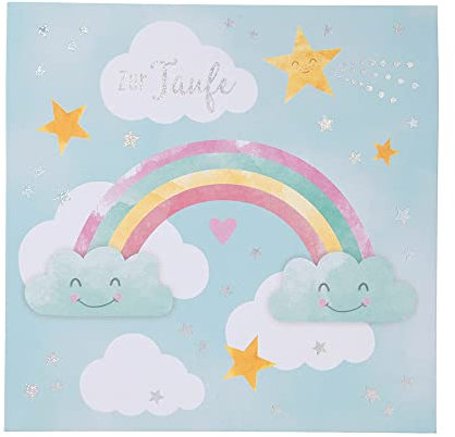 Depesche 0011694-049 Pop-up Glückwunschkarte zur Taufe Klappkarte mit Musik, Lichtelementen und einem originellen Spruch, Geburtstagskarte inkl. Umschlag, Format 15,5 x 15,5 cm