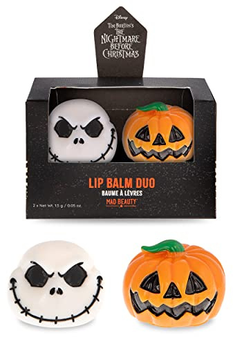The Nightmare Before Christmas Lippenbalsam-Set, Disney, Mad Beauty, Jack Skellington & Pumpkin Form, Kokosnuss & Vanille, 2 Stück