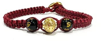 Samsara Kabbalah Bracciale della Fortuna contro il Malocchio - Gioiello Mistico Artigianale in Corda Cerata Regolabile (ROSSO)