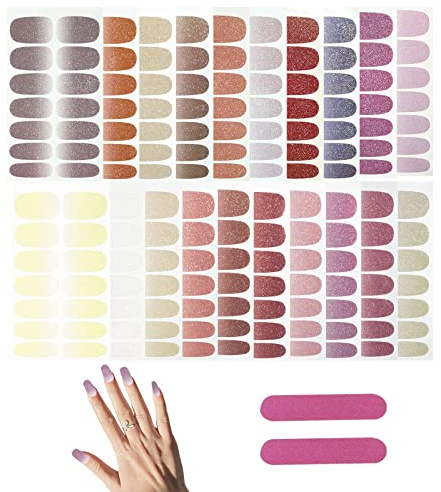 TSHAOUN 20 Blatt Nagelaufkleber Nagelsticker mit 2 Stk Nagelfeilen,nagelfolie selbstklebend,Schöne Mode DIY Dekoration,Glitzer Selbstklebend Nagelfolie Nagelaufkleber Abziehbilder (22 PCS)