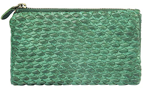 LEONARDO VERRELLI Damen-Geldbörse Clutch Portemonnaie Tasche Handtasche Echtleder 3000451 (Grün)