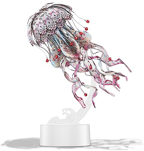 Piececool Puzzle 3D Metal Maquette Méduses, Puzzle 3D Organismes Marins de Acier Inoxydable 430, Restauration 100%, Maquette Metal, Cadeau d'anniversaire pour 3D Puzzle Adulte, 61 Pièces (Rose)