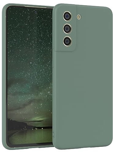 EAZY CASE - Silikonhülle für Samsung Galaxy S21 FE 5G Hülle Silikon Case Grün weich stoßfeste Handyhülle Galaxy S21 FE 5G Schutzhülle mit Kameraschutz Dünn Premium Schutz Cover TPU Bumper Dunkelgrün