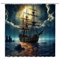 FGYGYK Pirate Ship Shower Curtain Nautical Vintage Ghost Sailboat Sailing Fantasy Ocean Full Moon Adventure Themed Polyester Curtains Bathroom Decor with Hooks 70 Wx70 H