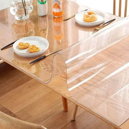 JIAJUTUI001 Tischschoner PVC Transparent,Abwaschbare Transparente Folie,Tischfolie Transparent Nach Maß Durchsichtiger 1.5mm Dicke Transparente Tischdecke für Garten,Esszimmer,Büro (50x70cm)
