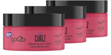 got2b Schwarzkopf got CuRLZ Refreshing Curl Cream (3x 200 ml), Styling Creme für gepflegte, revitalisierte und definierte Locken, mit Kokosnussöl, Rizinusöl, Arganöl & Shea Butter