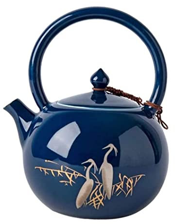 HALAHAI Tetera Hierro Fundido Japonesa Tetera de cerámica con diseño de Garza de 230ml, Tetera de Porcelana China para el hogar y la Oficina Tetera Japonesa Hierro