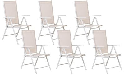 6er Set Gartenstuhl Terrassenstuhl Balkonstuhl Hochlehner Aluminium Beige Catania