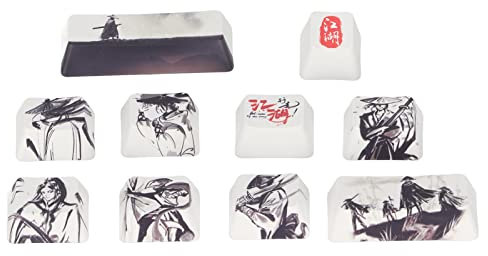 10pcs Capuchons De Touches De Clavier d'arts Martiaux Ink MéCaniques De Rechange, Touche Clavier Custom, Keycaps, Pbt De OEM pour Claviers MéCaniques à 61/87/104/108
