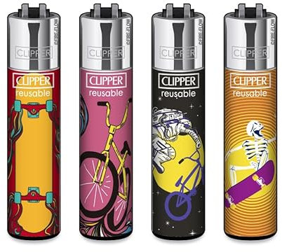 Clipper Feuerzeug 4er Set: (BMX & Skate)