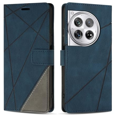 SONWO Case for OnePlus 12, Premium PU Leather Flip Wallet Case Cover with Magnetic Closure and Card Slots, Phone Case for OnePlus 12, Blue