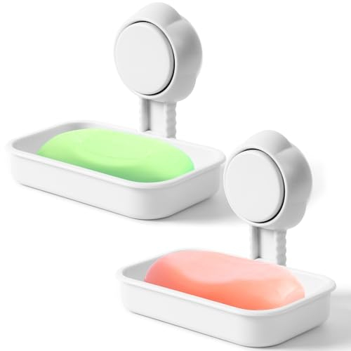 Juego De 2 Jabonera BañO con Ventosa - Sin Taladro para BañO Y Cocina, Blanco